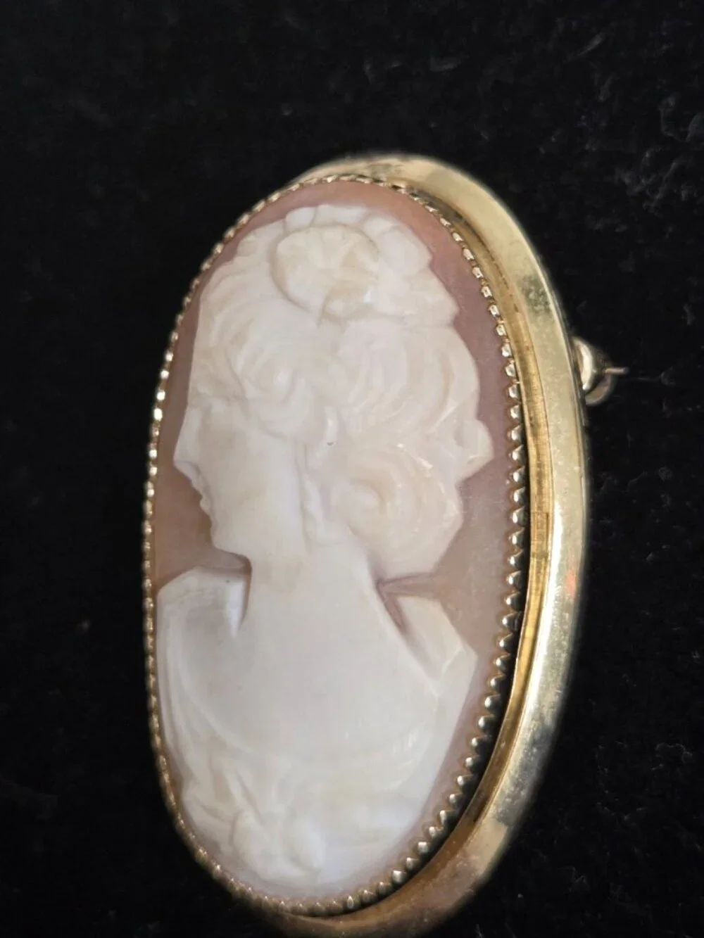 Vtg Catamore Shell Cameo Brooch 12K Gold Filled Hand Carved 1/20 12K GF Pin